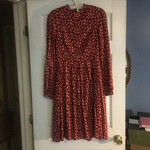 70s long sleeve high neck prairie style dress